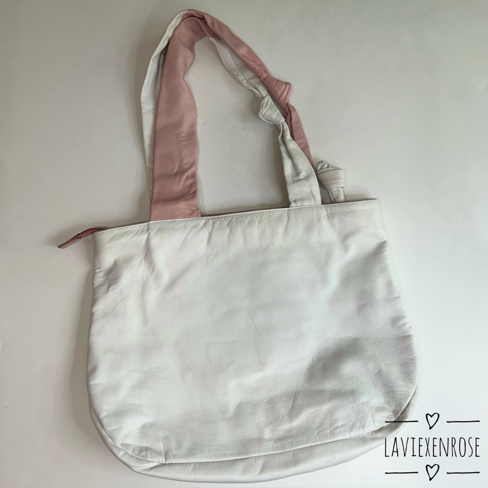 White and Pink Leather Shoulder Bag Paola by PdL